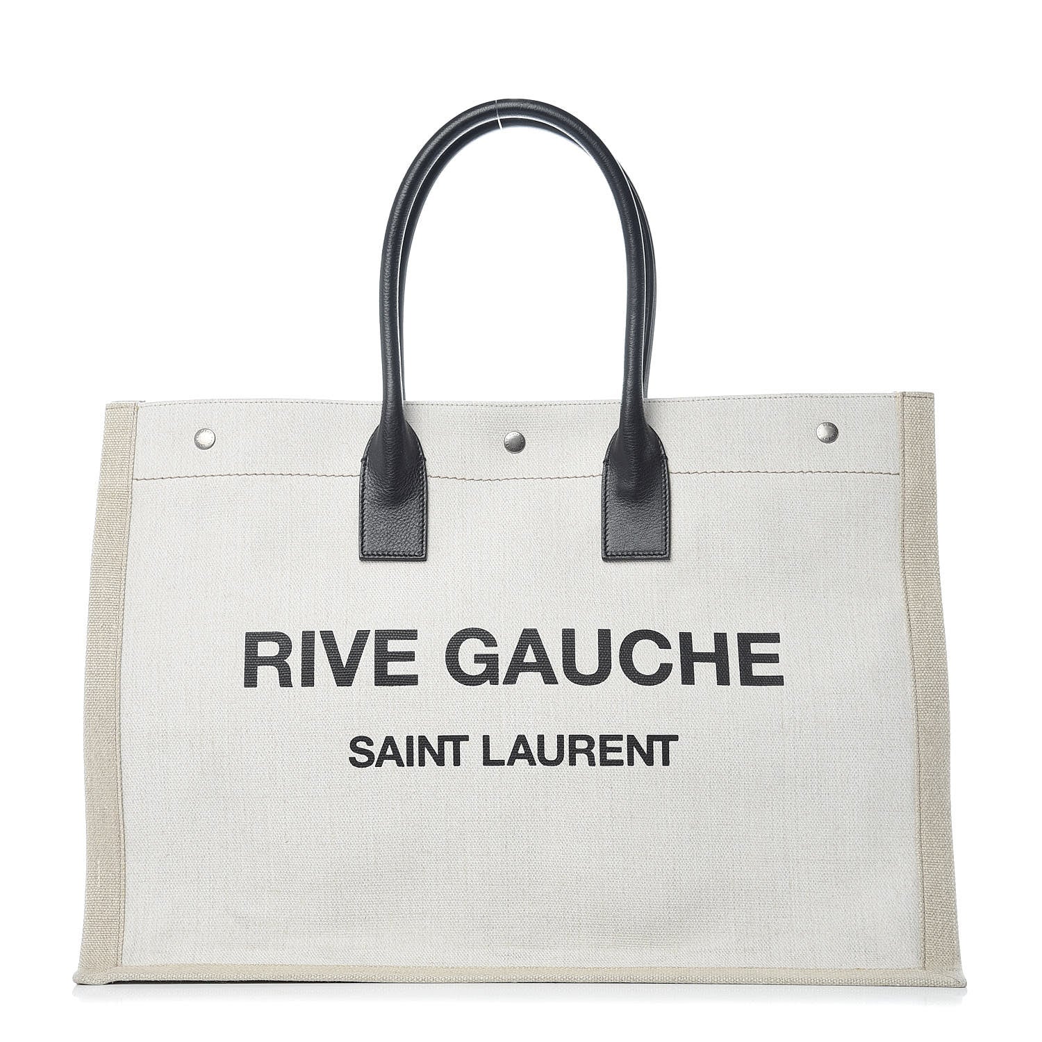 Saint Laurent Linen Calfskin Rive Gauche Tote Optic White 1 of 11