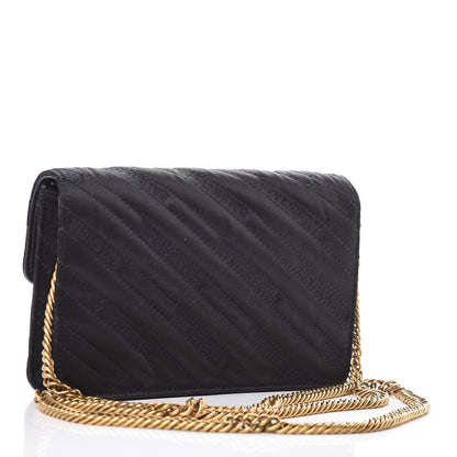 Balenciaga Satin Jacquard Logo Matelasse BB Wallet On Chain Black 3 of 8