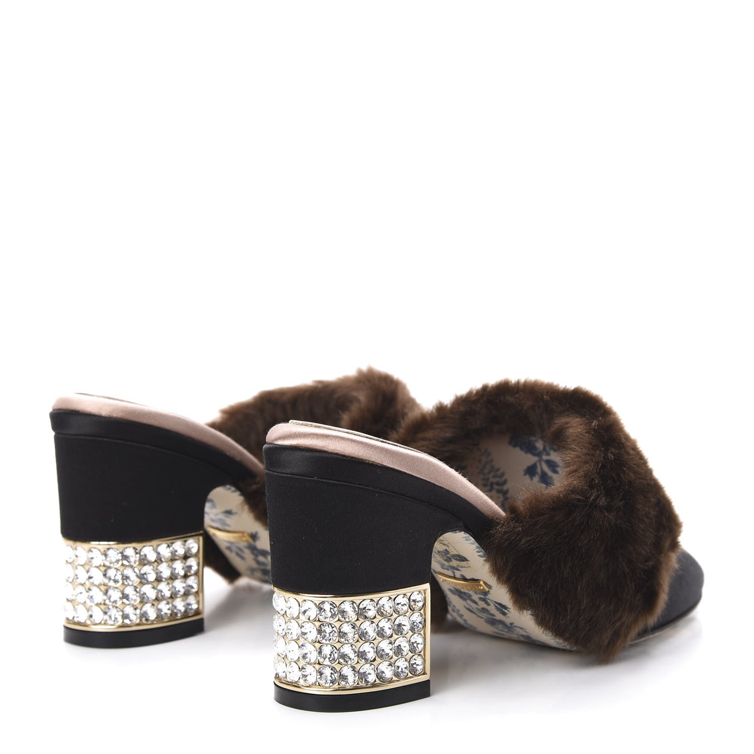 Gucci Mink Silk Satin Crystal Candy Mules 36 Scan Brown Black 4 of 8