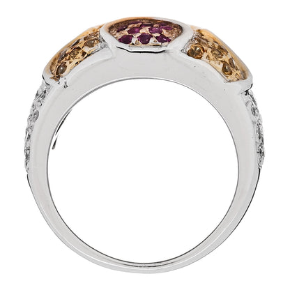 Parker & West by FASHIONPHILE 18K White Gold Diamond .85ctw Pink Yellow Sapphire Floral Ring 53 6.25 5 of 8