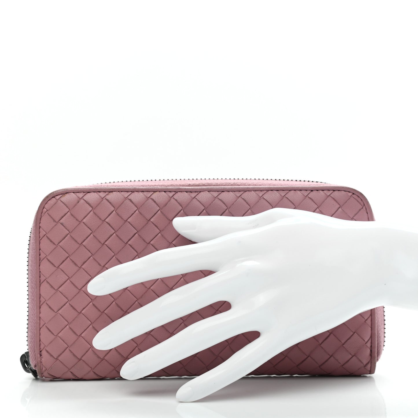 Nappa Intrecciato Zip Around Wallet Mallow