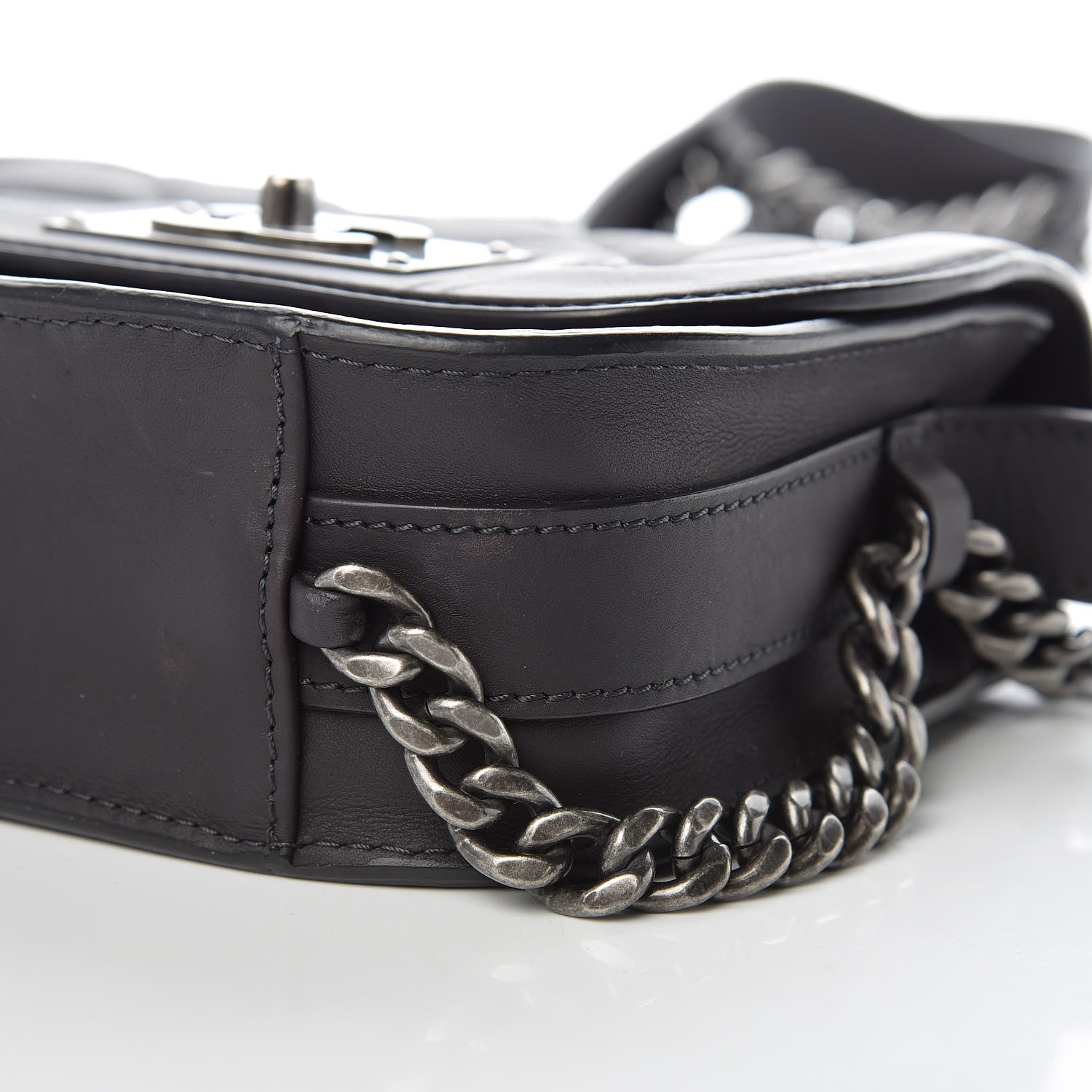 Chanel Calfskin Quilted Small Double Chained Messenger Flap Charcoal 8 of 11