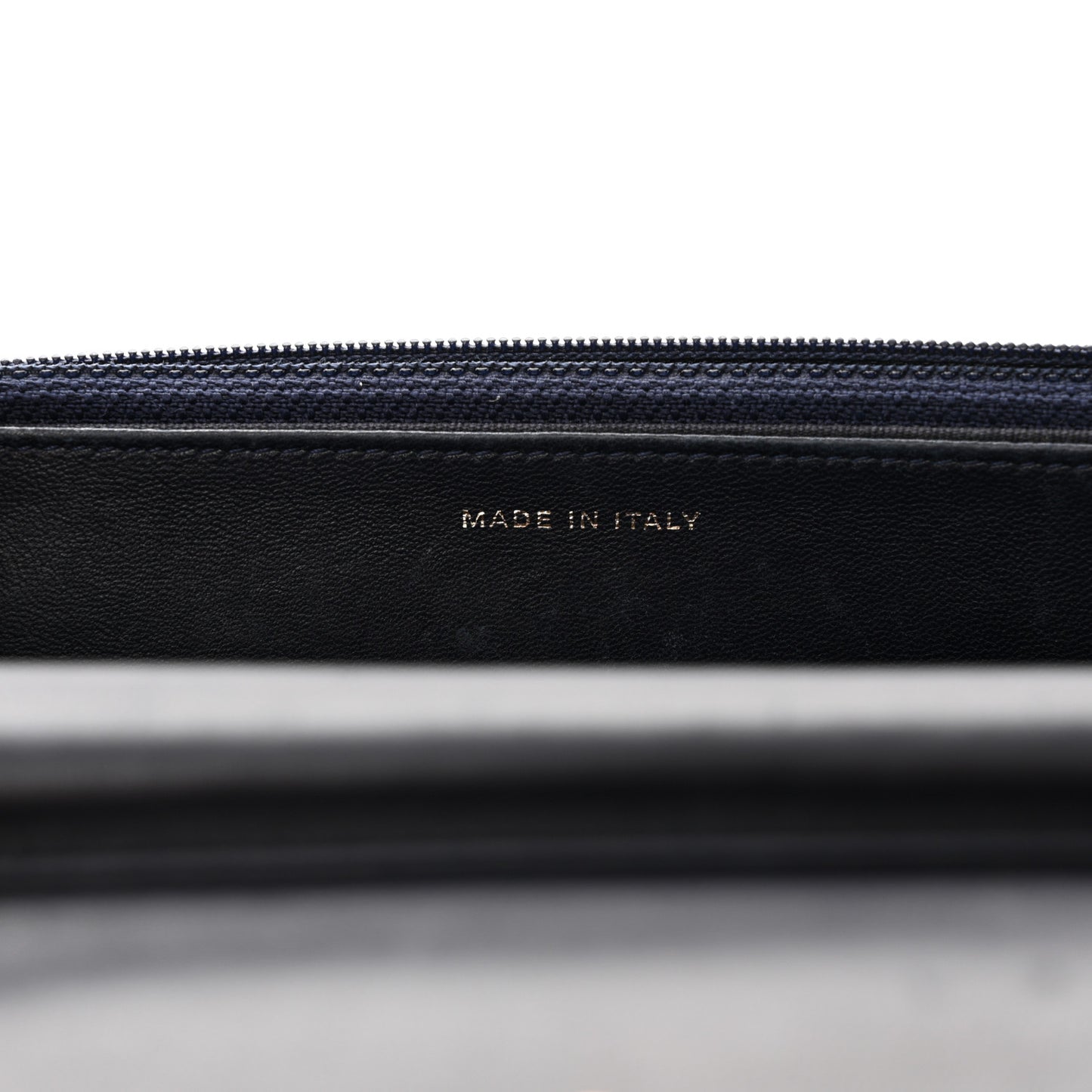 Lambskin Quilted Wallet On Chain WOC Navy Blue