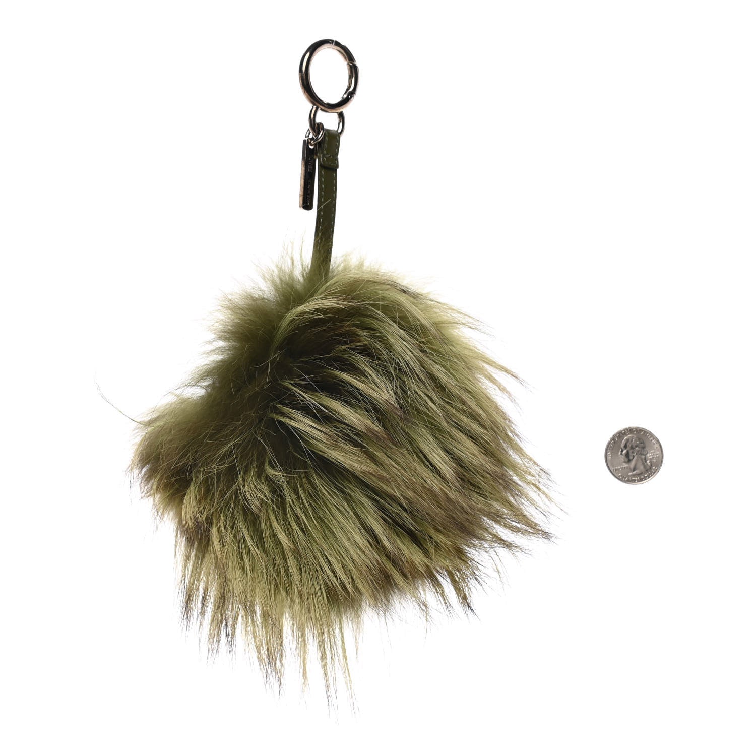 Fendi Fox Mink Rabbit Fur Vitello Flamingo Kooky Monster Bag Bug Charm Verde Multicolor Olive 3 of 4