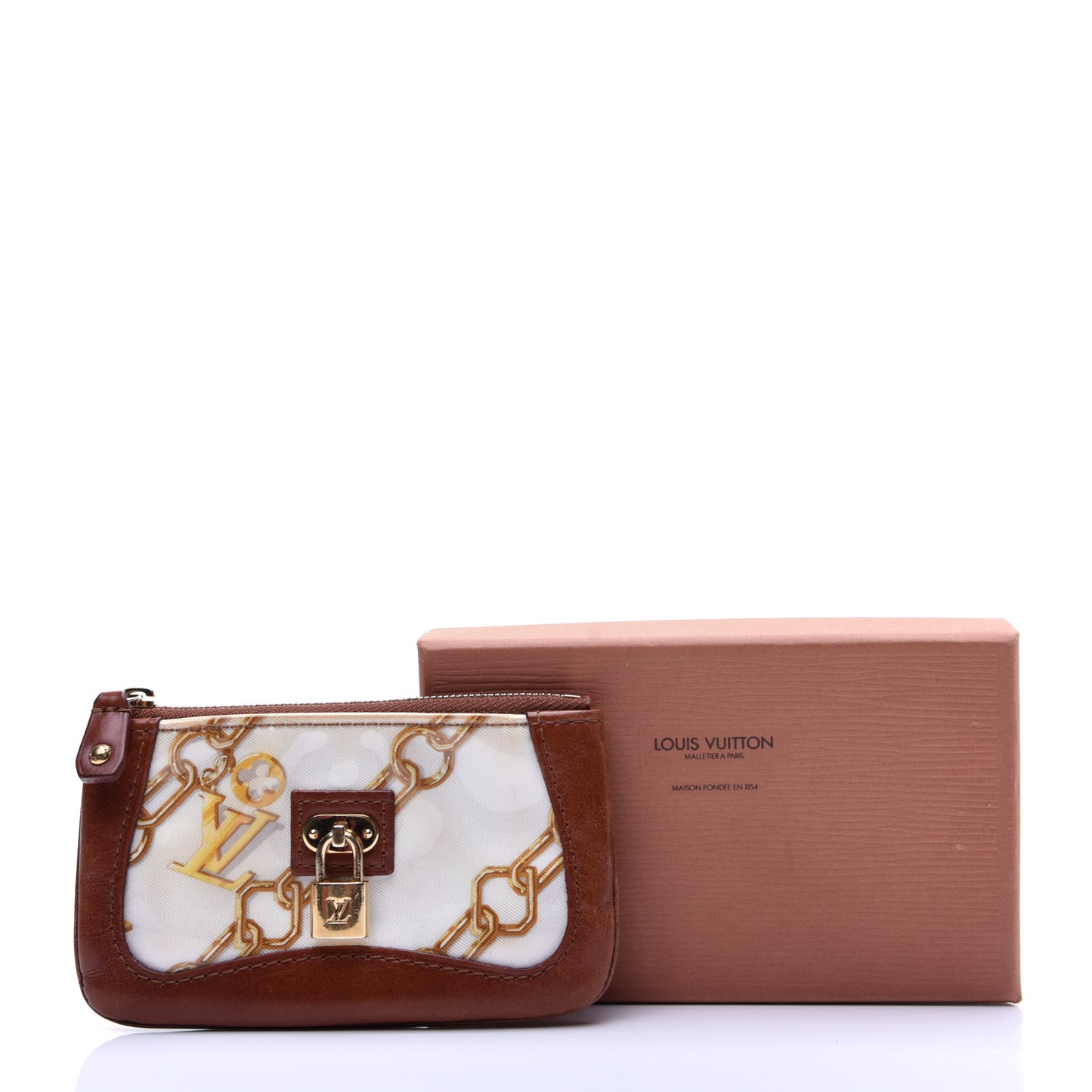 Monogram Charms Key Pouch White