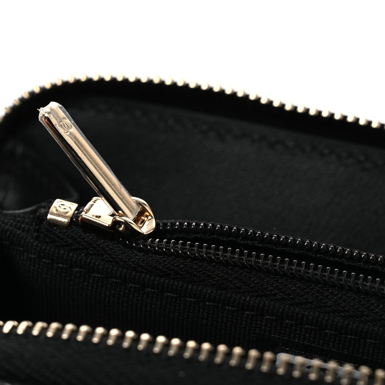 Chanel Caviar Quilted Crystal Zip Around Coin Purse Wallet Black 8 of 9