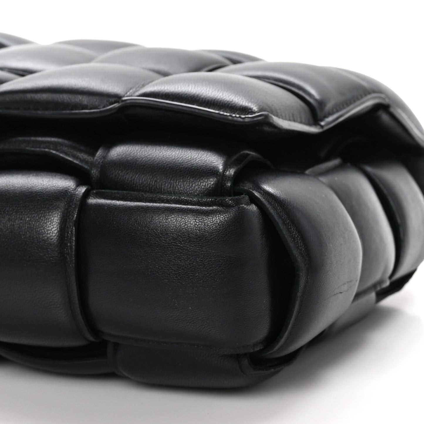 Lambskin Maxi Intreccio Padded Chain Cassette Crossbody Bag Black