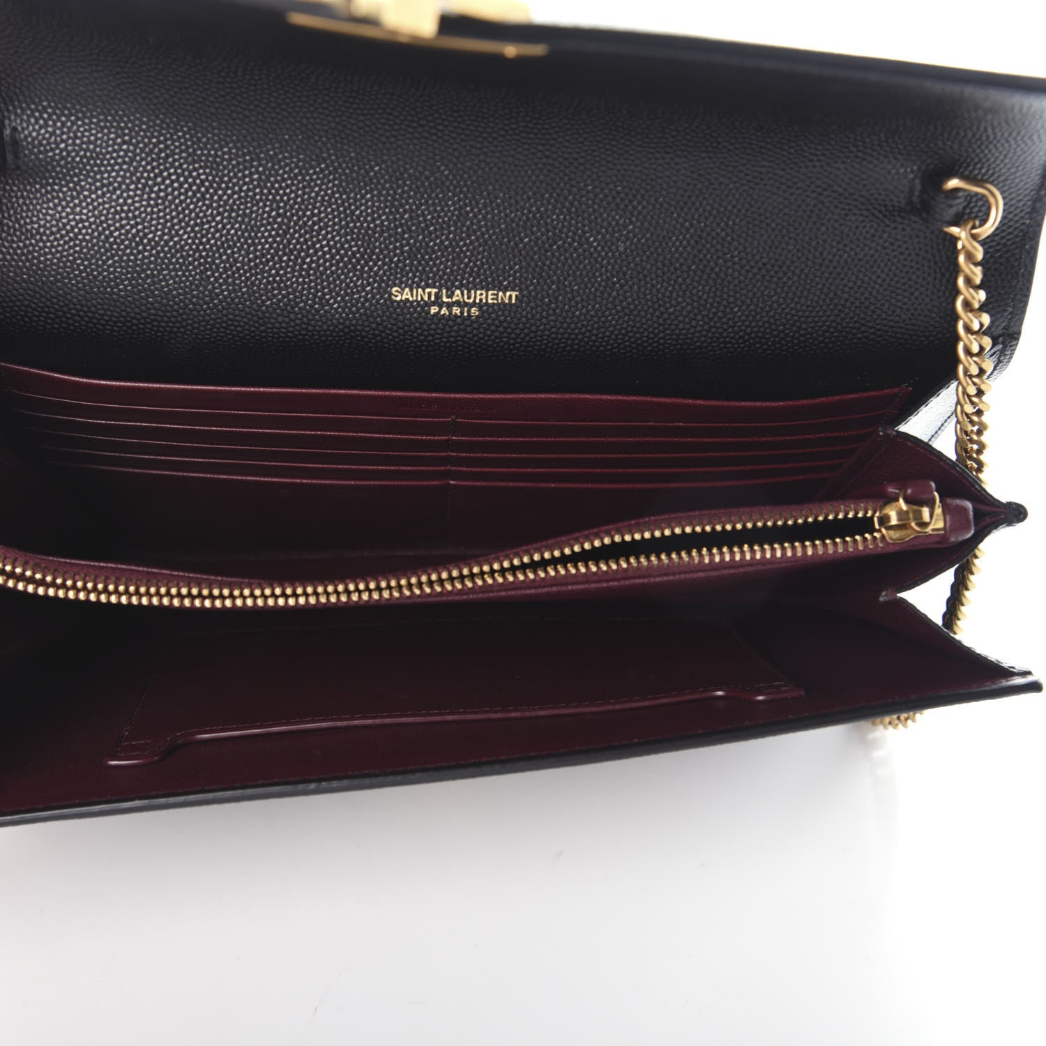 Saint Laurent Grain De Poudre Monogram Cassandra Chain Wallet Black Rouge Legion 5 of 8