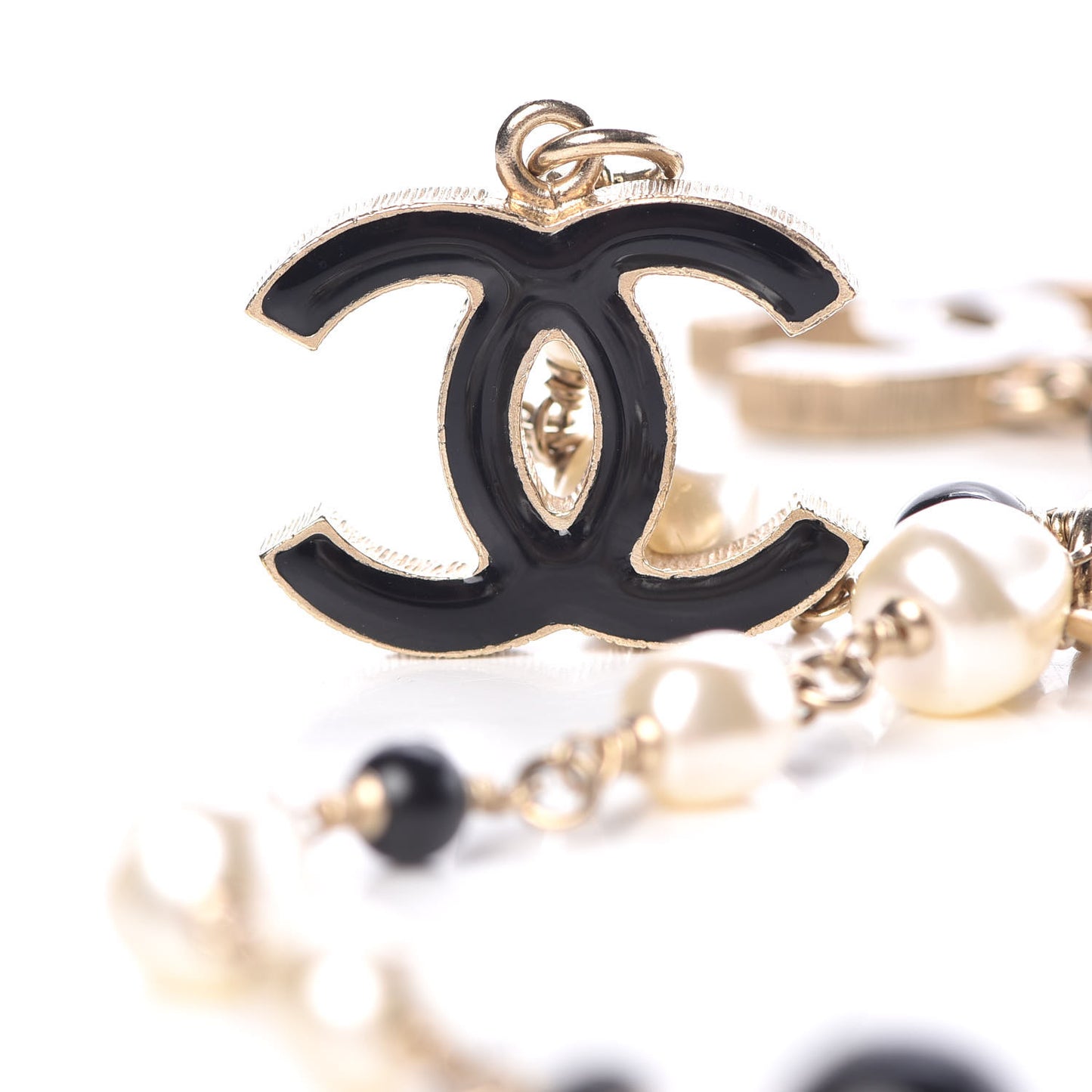 Pearl Bead Enamel CC Belt Black Gold