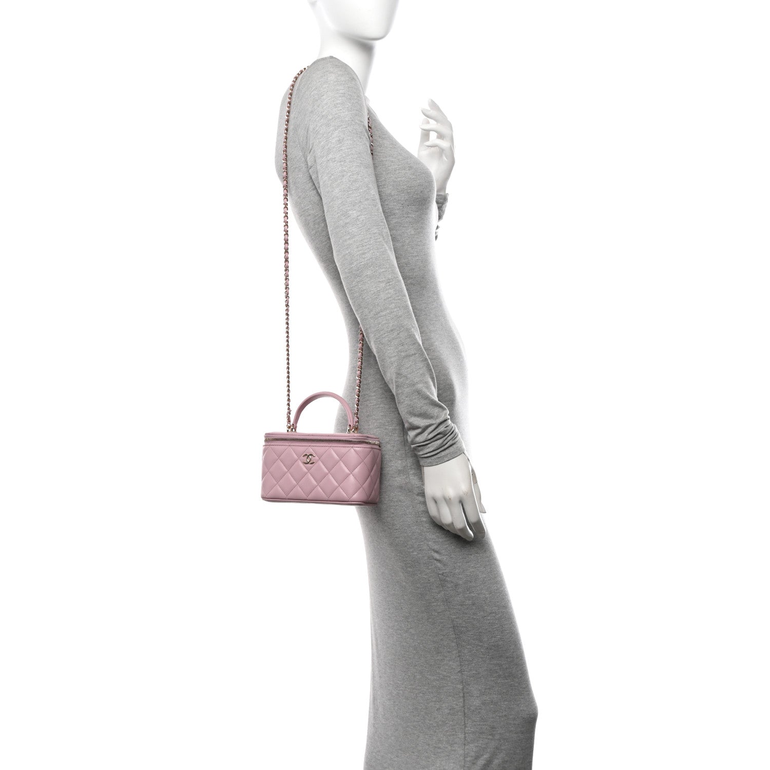 Chanel Lambskin Quilted Small Top Handle Vanity Case With Chain Light Pink 2 of 12
