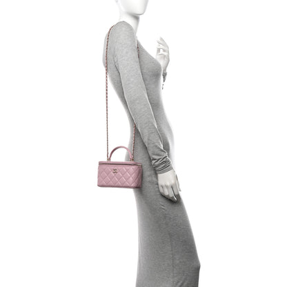 Chanel Lambskin Quilted Small Top Handle Vanity Case With Chain Light Pink 2 of 12