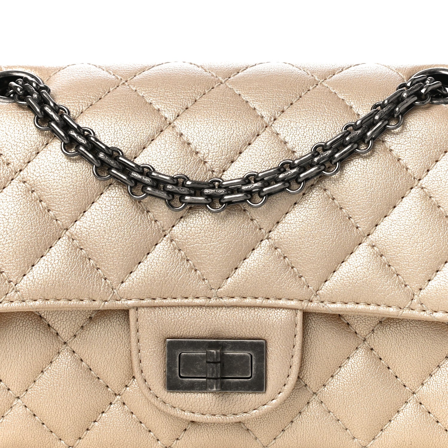 Chanel Metallic Sheepskin Quilted 2.55 Reissue Mini Flap Beige 8 of 11