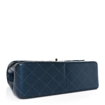 Chanel Metallic Caviar Quilted Jumbo Double Flap Dark Blue 4 of 9