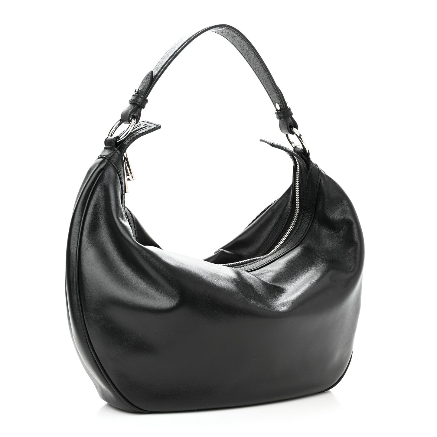 Calfskin Medium Repeat Zip Hobo Black