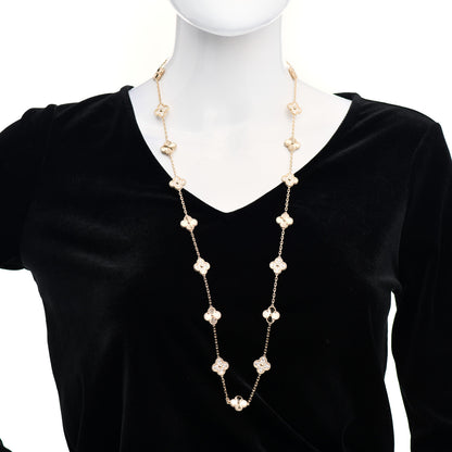 Van Cleef & Arpels 18K Yellow Gold Diamond 20 Motifs Guilloche Vintage Alhambra Necklace 2 of 5