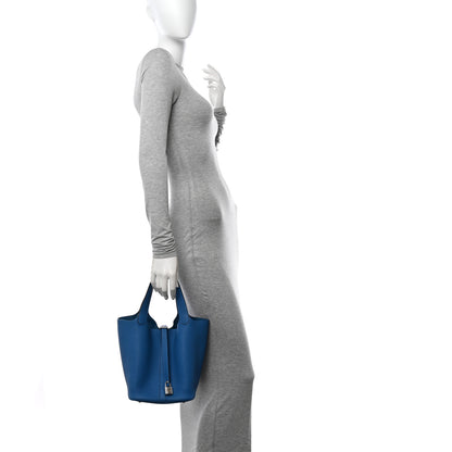 Hermes Taurillon Clemence Picotin Lock 22 MM Bleu Zanzibar 2 of 10