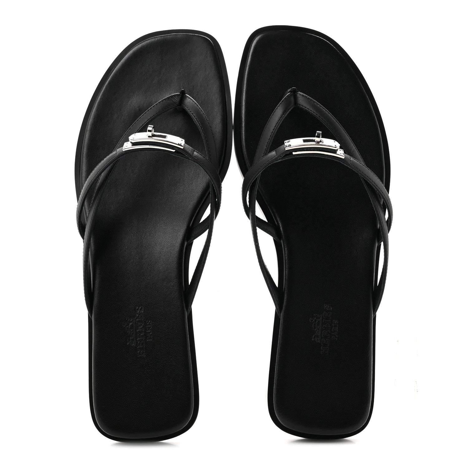 Hermes Calfskin Miss Sandals 38 Black 2 of 9