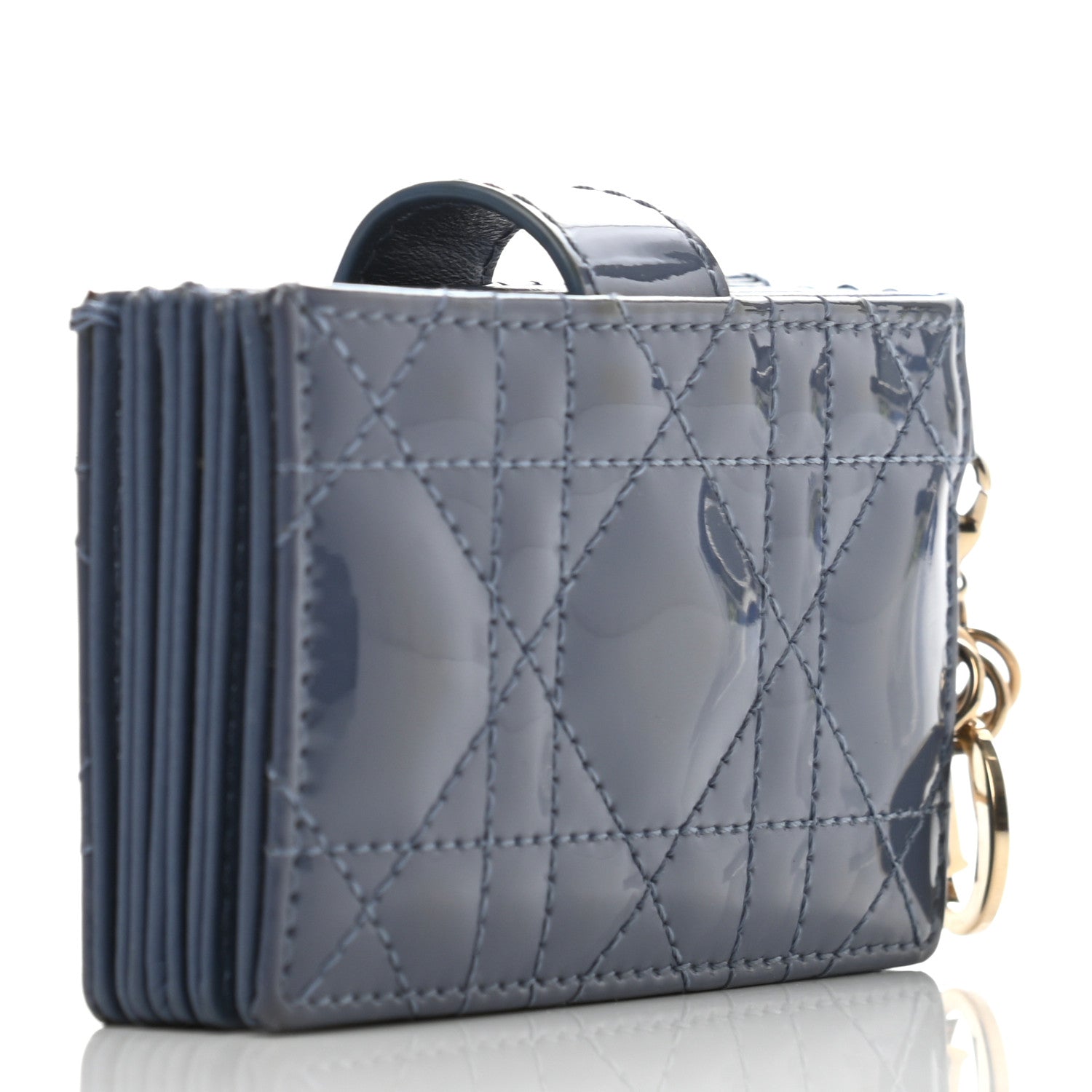 Christian Dior Patent Cannage Lady Dior 5-Gusset Card Holder Blue 3 of 8