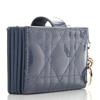 Christian Dior Patent Cannage Lady Dior 5-Gusset Card Holder Blue 3 of 8