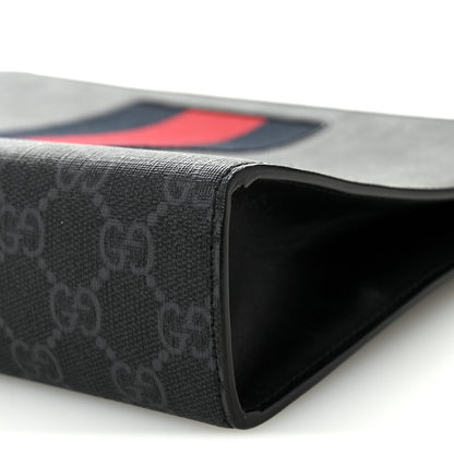 Gucci GG Supreme Monogram Selleria Calfskin Web New Web Cosmetic Case Black 10 of 10
