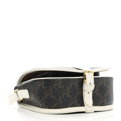 Celine Triomphe Canvas Medium Folco Bag White 3 of 11