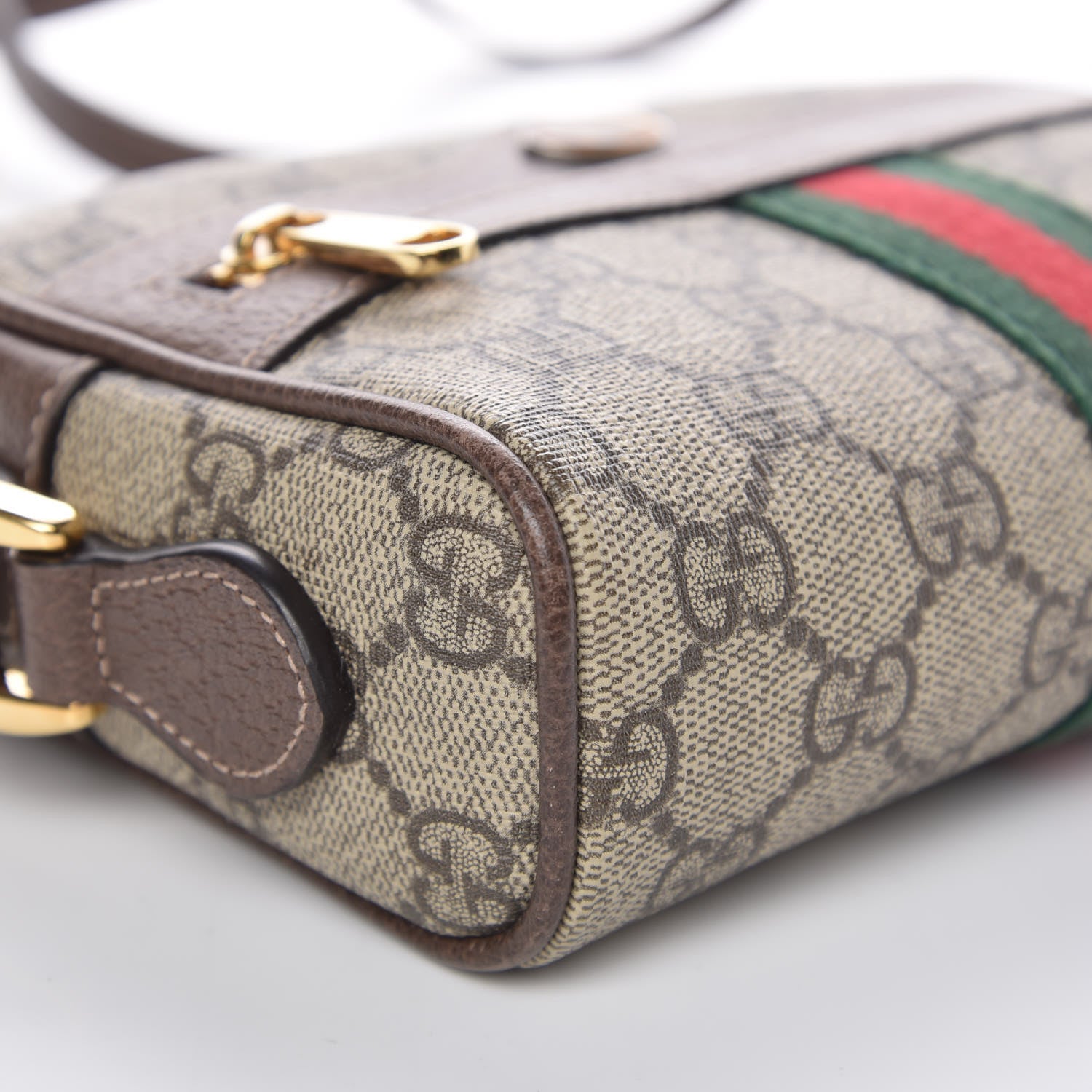 Gucci GG Supreme Monogram Web Mini Ophidia Shoulder Bag Brown 11 of 16