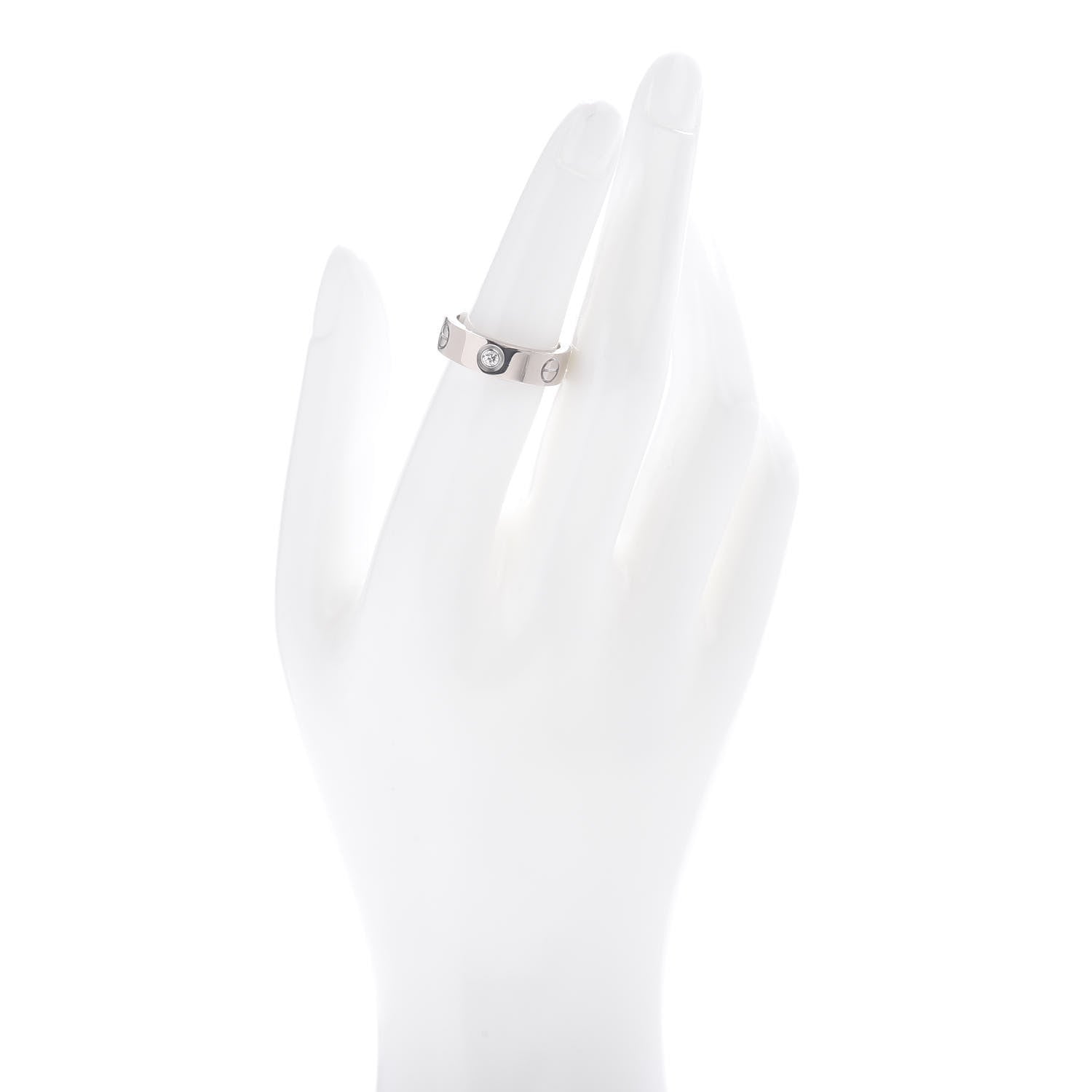 Cartier 18K White Gold 3 Diamond 5.5mm LOVE Ring 52 6 2 of 5