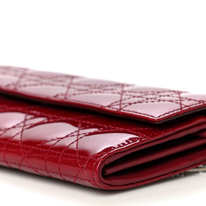 Christian Dior Patent Cannage Rendezvous Chain Wallet Red 9 of 16