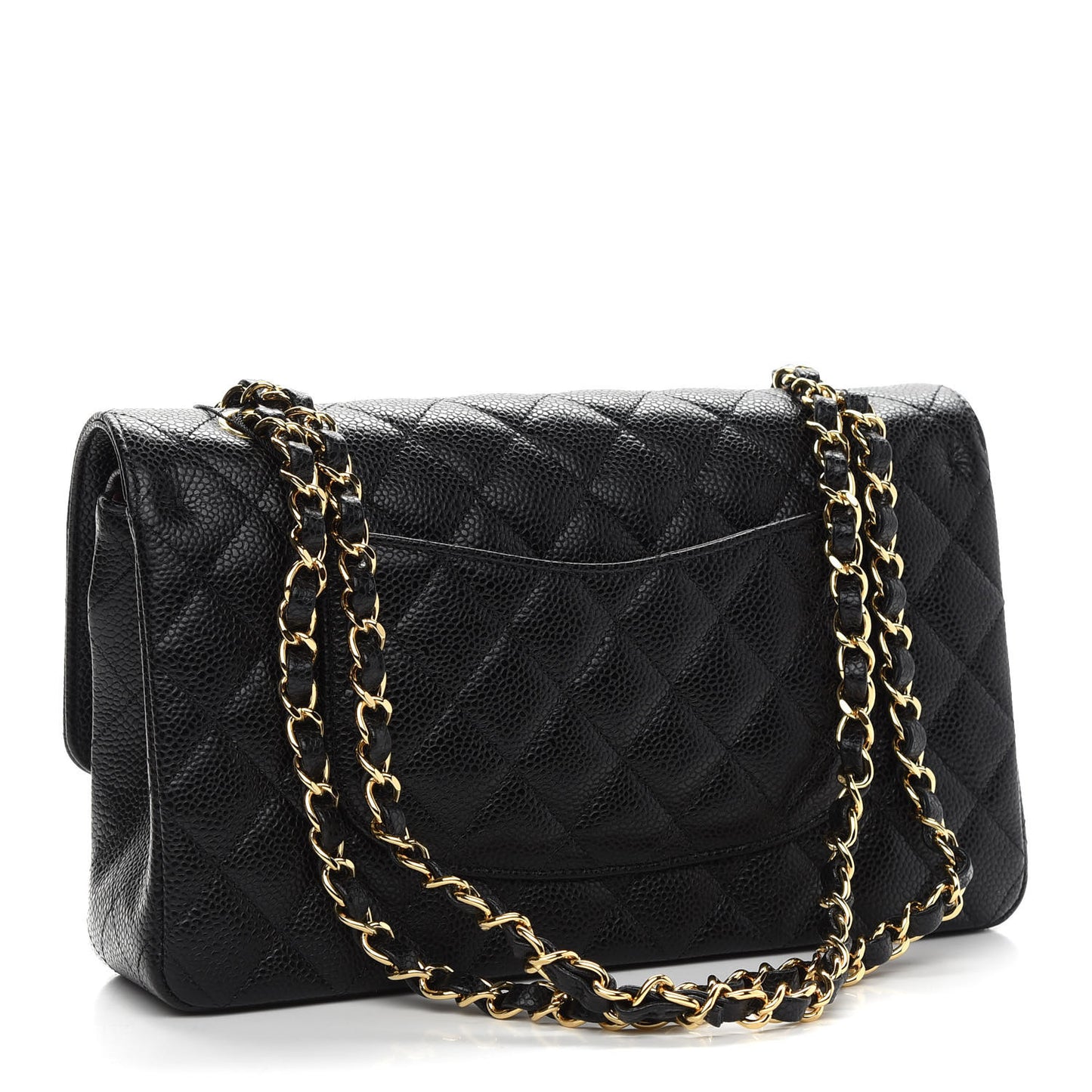 Caviar Quilted Medium Double Flap Black
