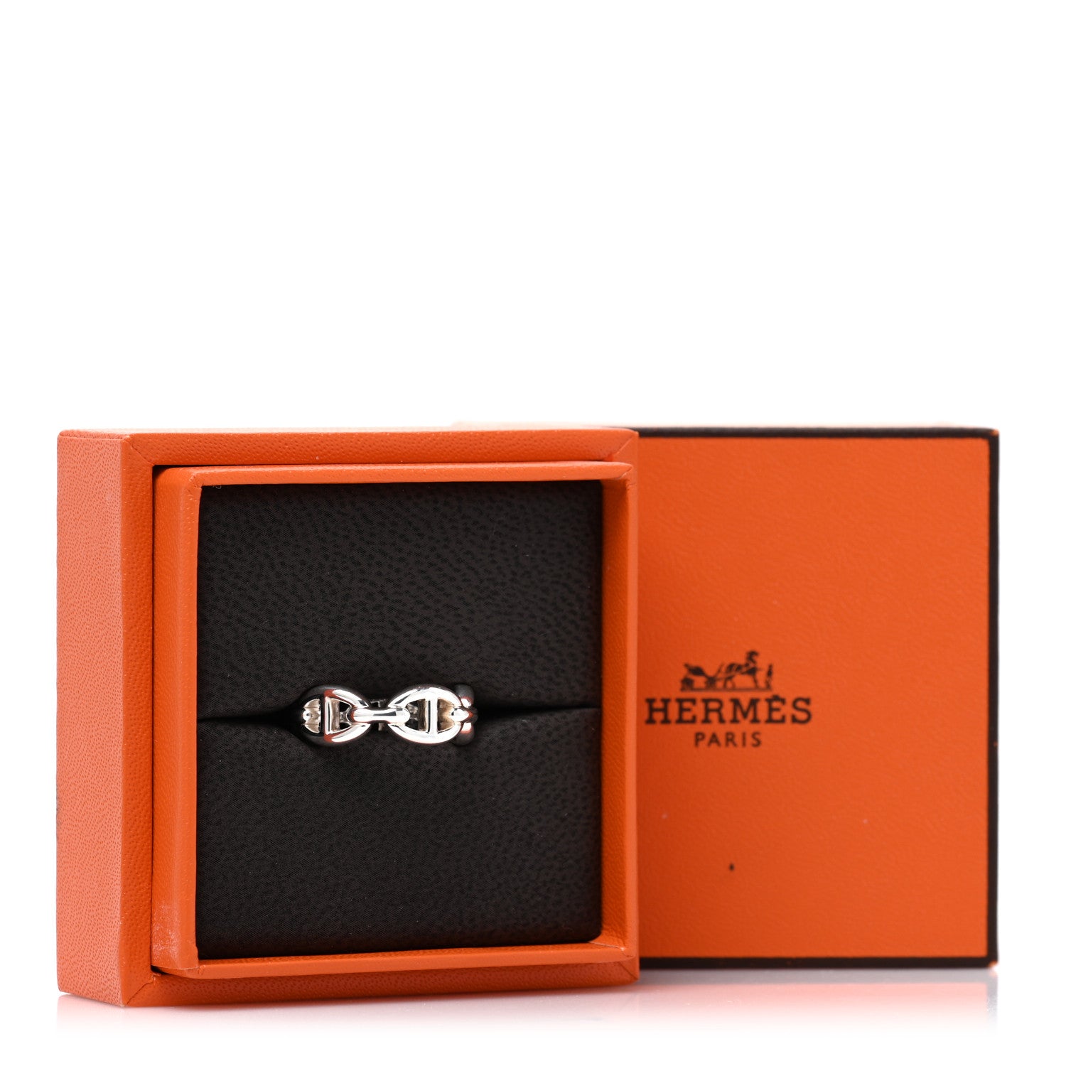 Hermes Sterling Silver PM Chaine d'Ancre Enchainee Band Ring 53 6.5 6 of 6