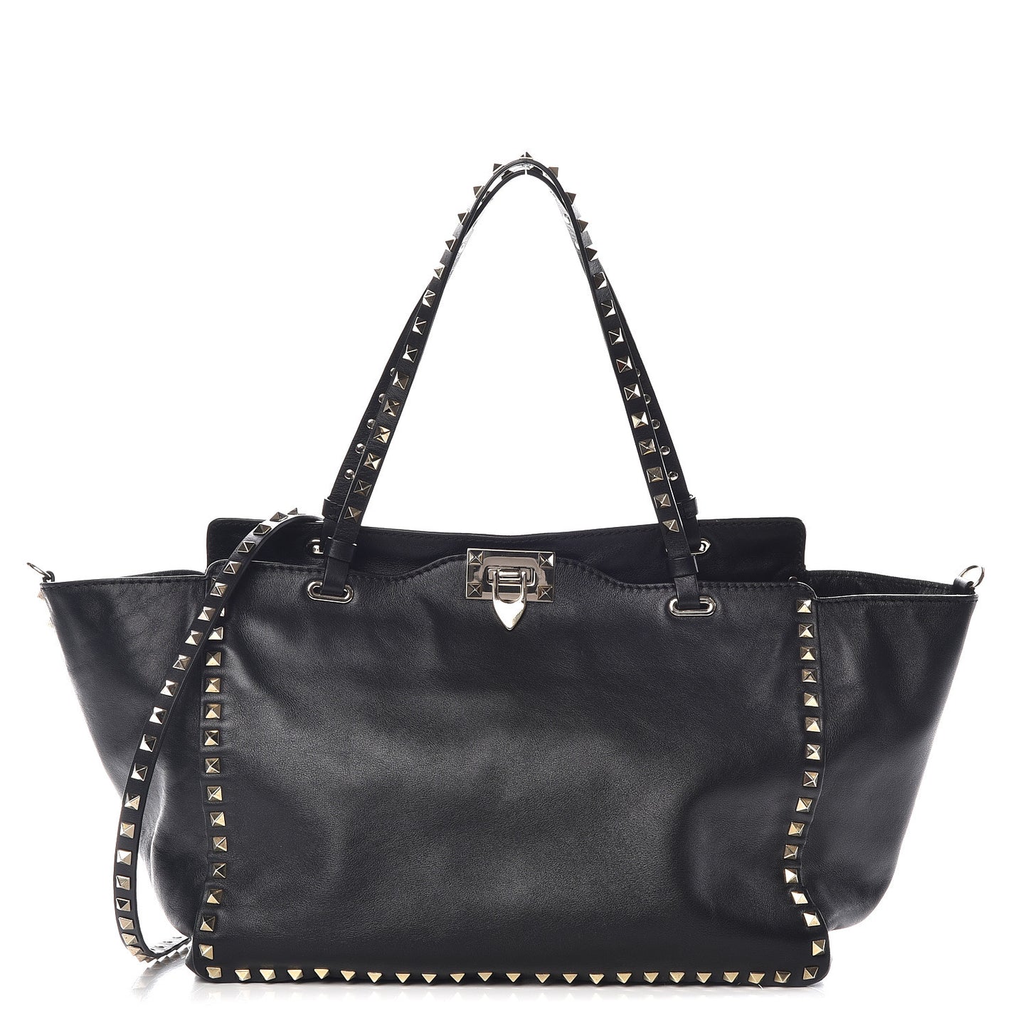Vitello Medium Rockstud Tote Black