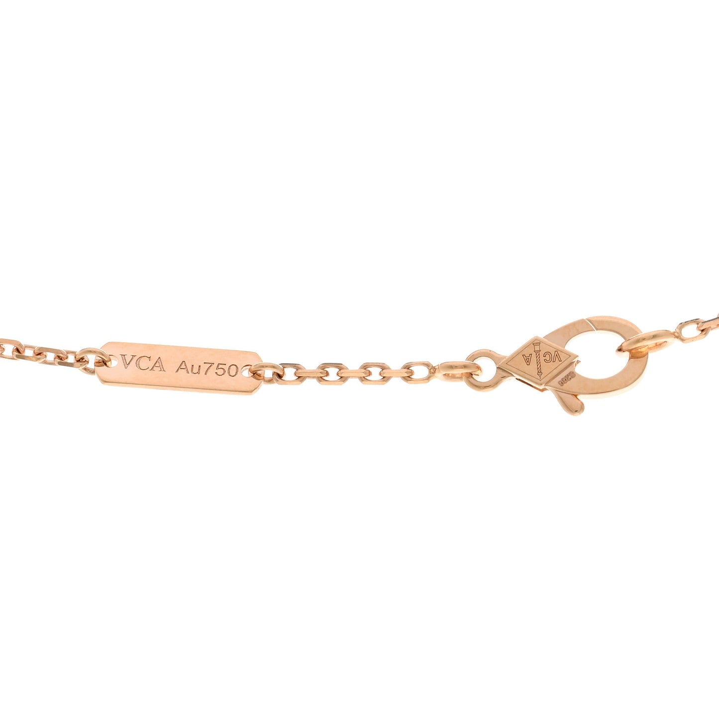 18K Rose Gold Diamond Silver Obsidian Vintage Alhambra Pendant Necklace