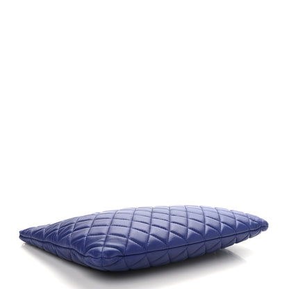 Chanel Lambskin Quilted Large Beauty CC Cosmetic Case Navy 4 of 10
