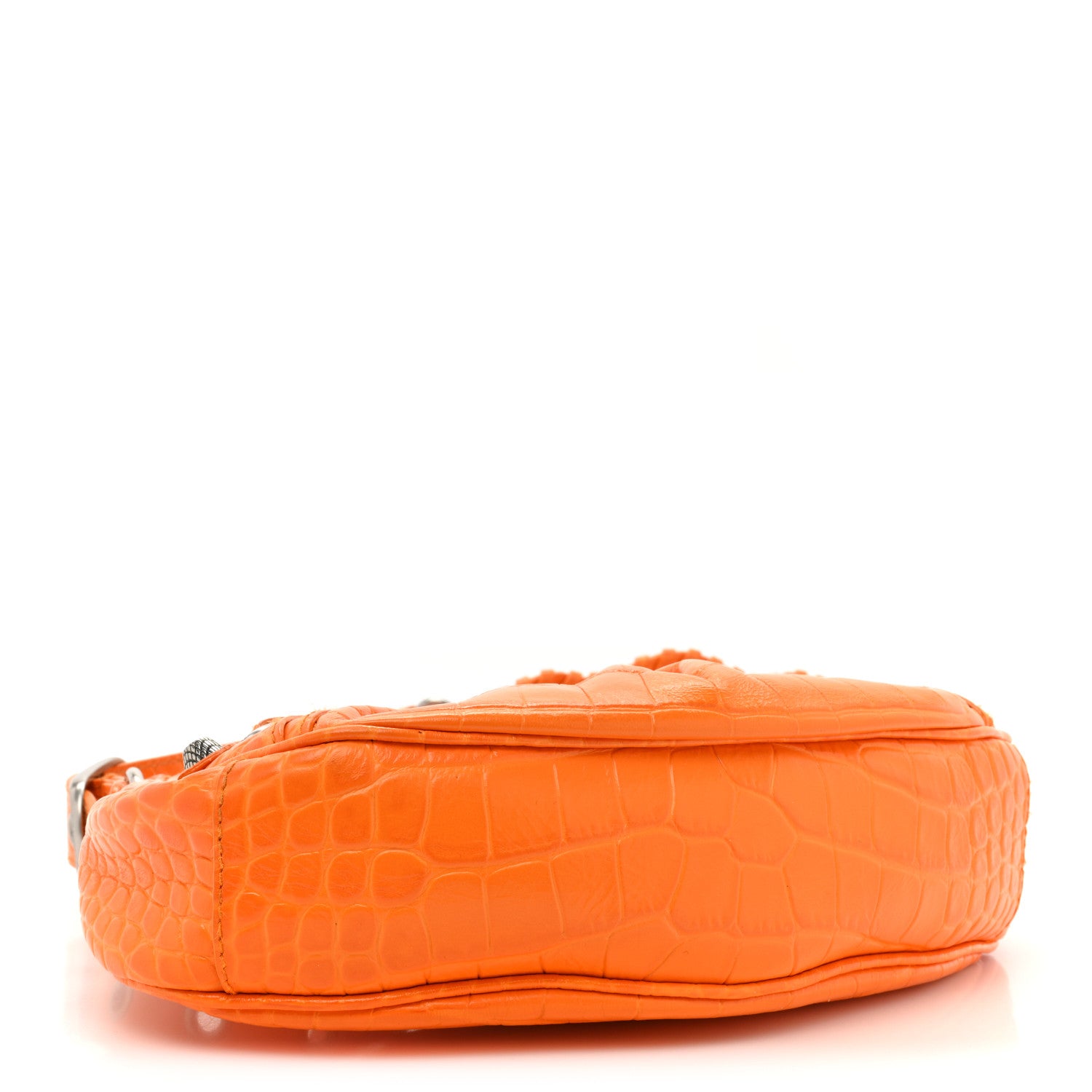 Balenciaga Extra Supple Calfskin Crocodile Embossed Le Cagole Shoulder Bag XS Pop Orange 5 of 11