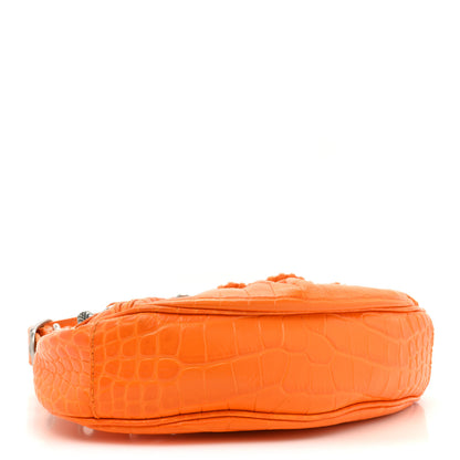Balenciaga Extra Supple Calfskin Crocodile Embossed Le Cagole Shoulder Bag XS Pop Orange 5 of 11