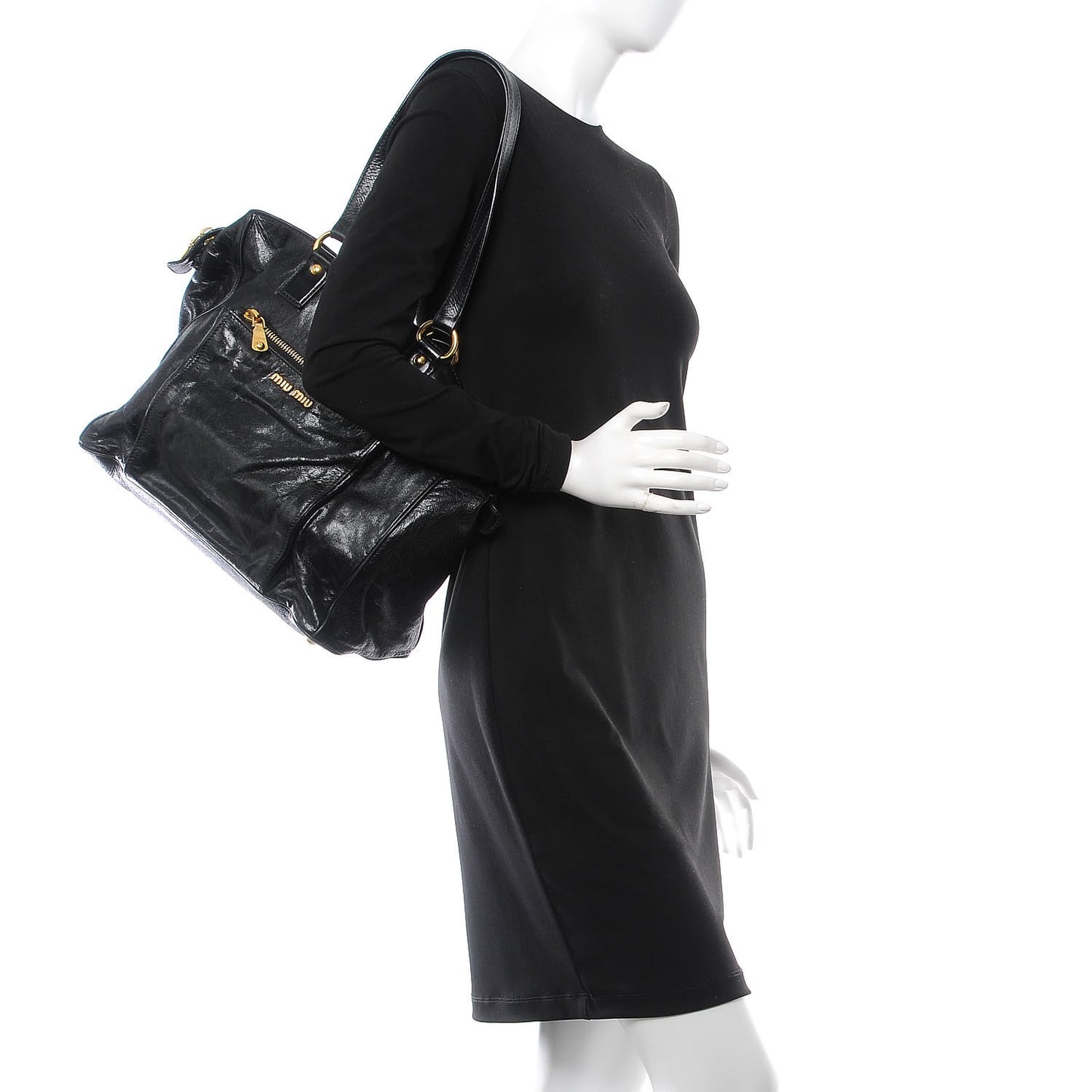 Vitello Lux Shoulder Bag Black