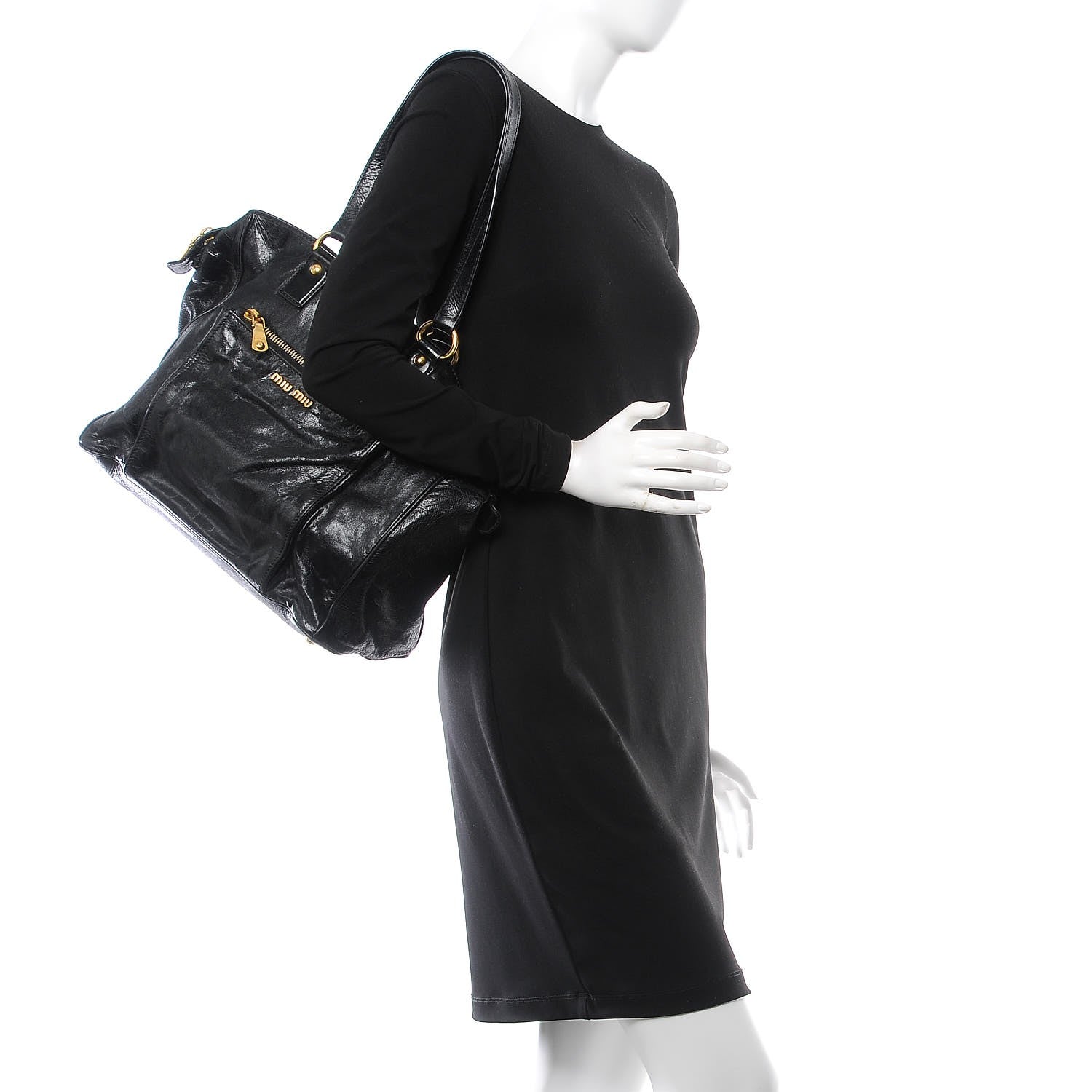 Miu Miu Vitello Lux Shoulder Bag Black 2 of 10