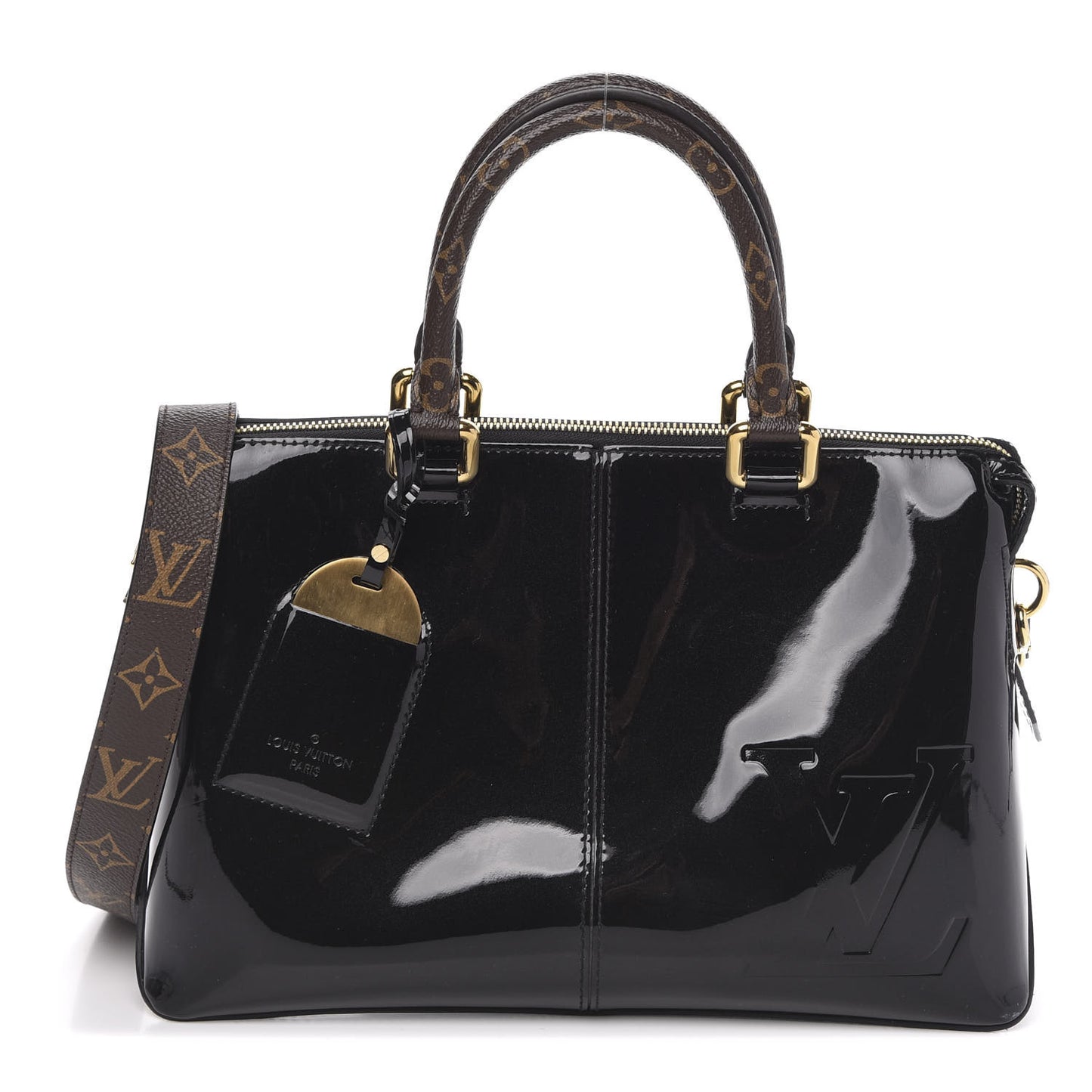 Patent Calfskin Miroir Tote Black