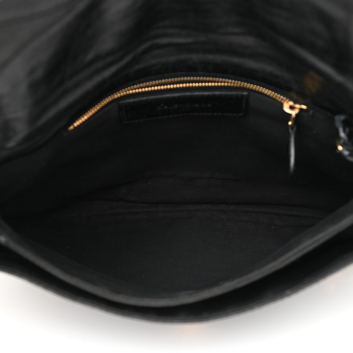 Agneau Giant 12 Gold Hardware Envelope Strap Clutch Black