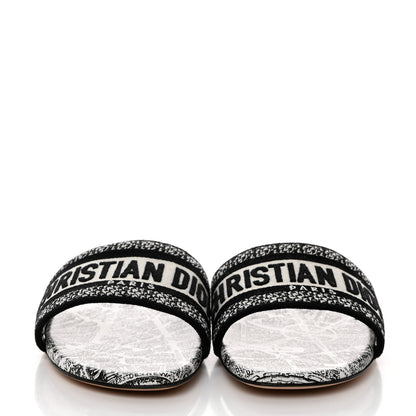 Christian Dior Canvas Plan de Paris Embroidered Dway Flat Slide Sandals 40.5 Off White Black 2 of 9