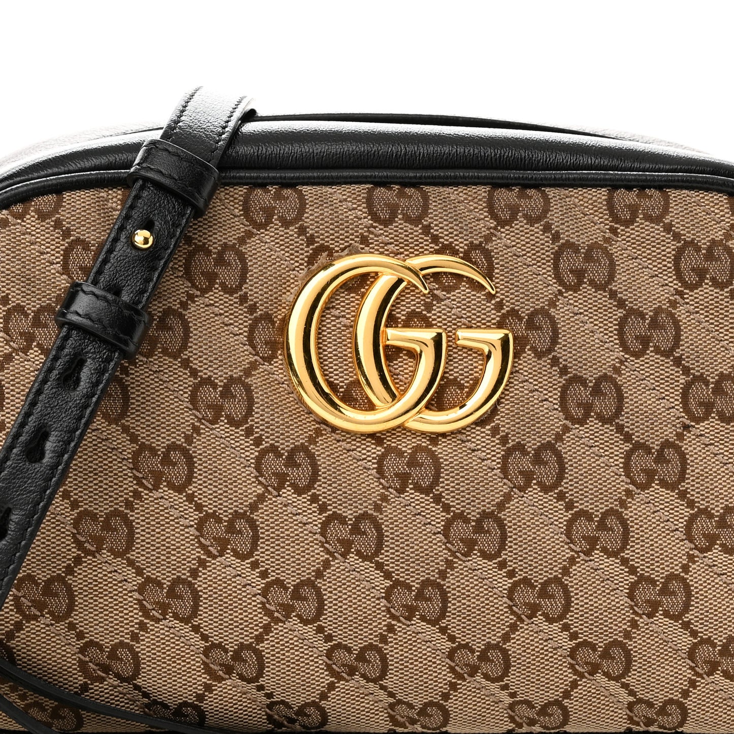 Monogram Matelasse Diagonal Small GG Marmont Chain Shoulder Bag Beige Black