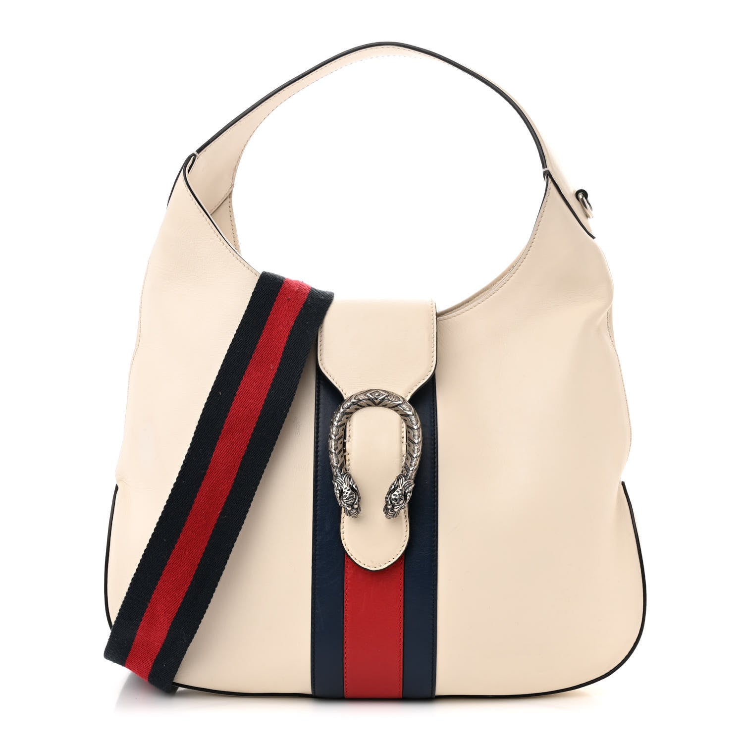 Gucci Calfskin Web Stripe Medium Dionysus Hobo White 1 of 18