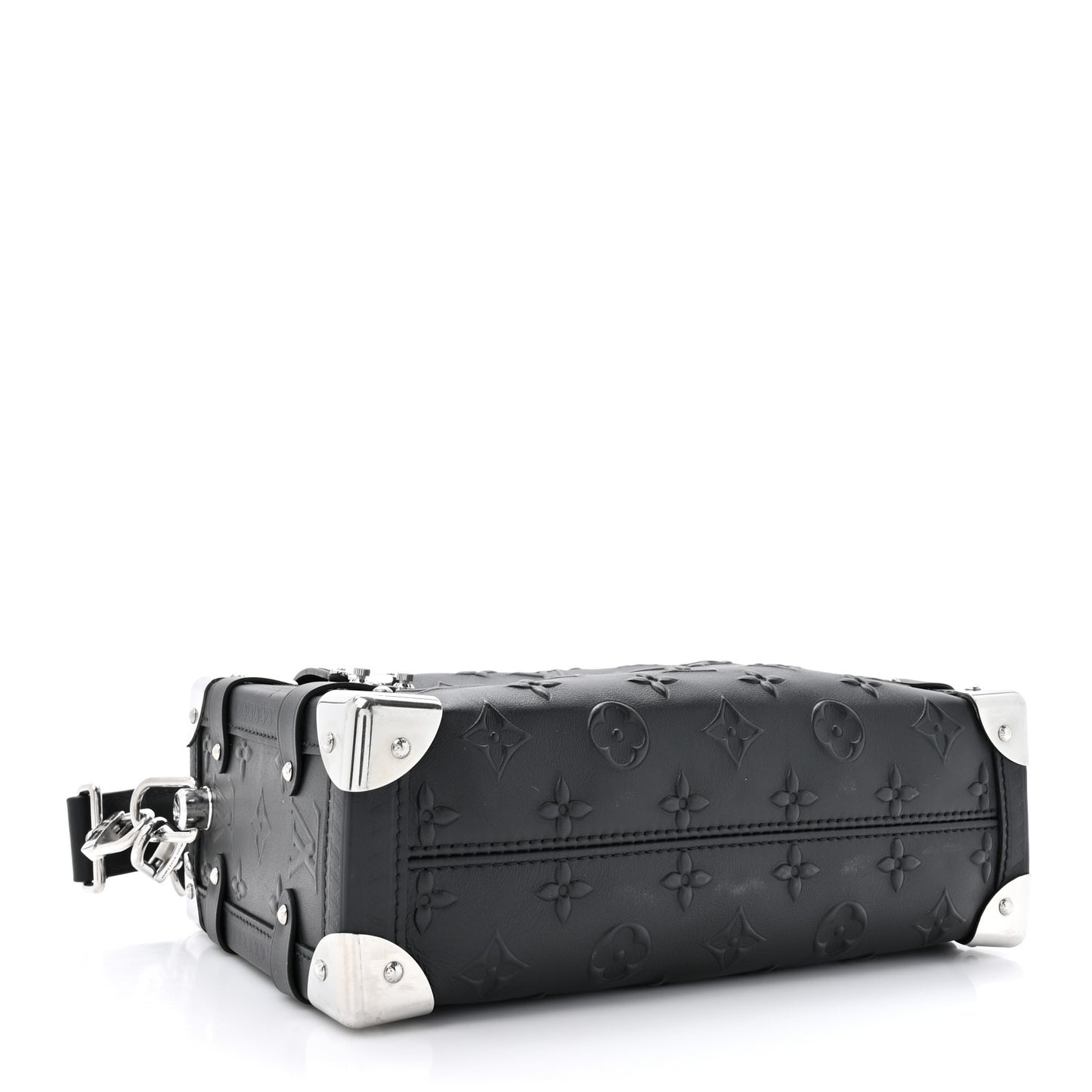 Calfskin Debossed Monogram Side Trunk Black