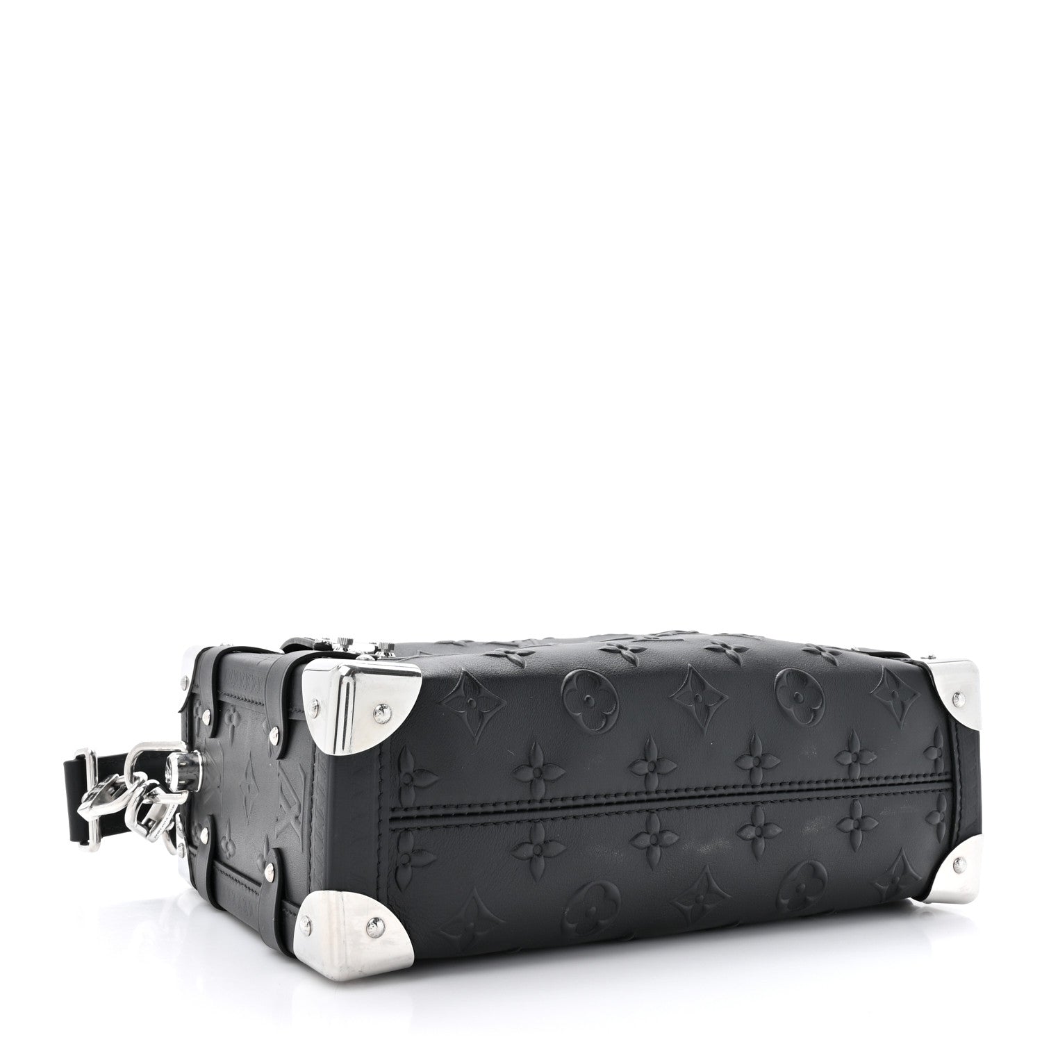 Louis Vuitton Calfskin Debossed Monogram Side Trunk Black 4 of 11