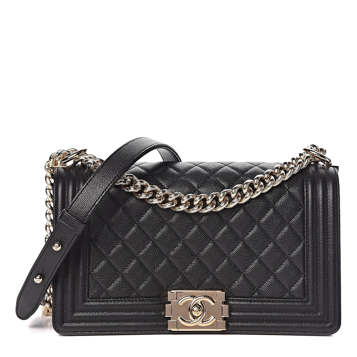 Caviar Quilted Medium Boy Flap Black