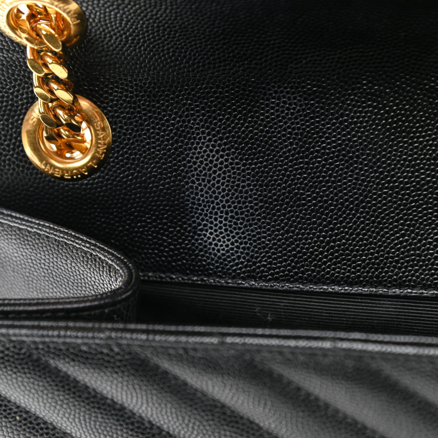 Grain De Poudre Matelasse Chevron Large Monogram Satchel Black