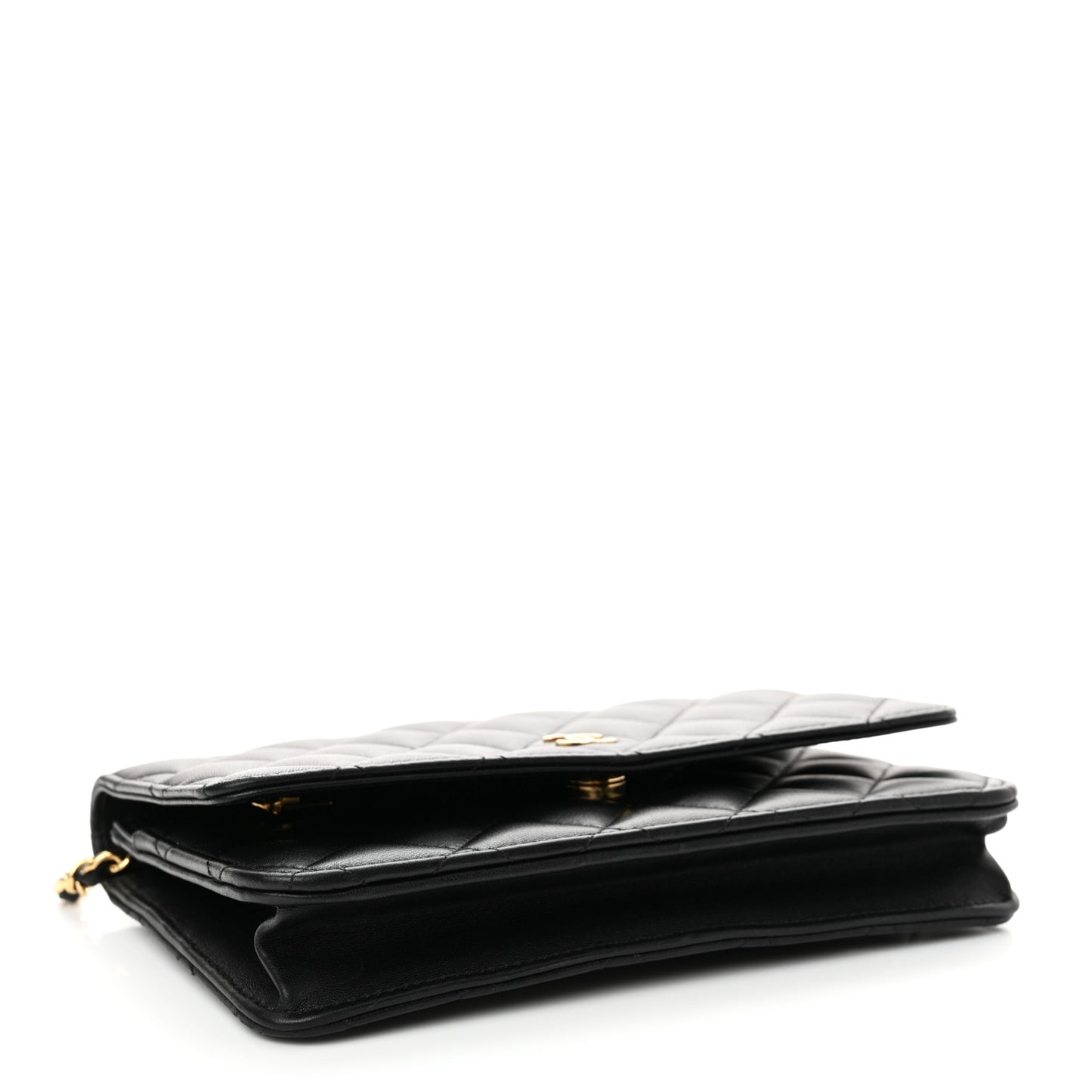 Lambskin Quilted Wallet On Chain WOC Black