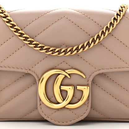 Gucci Calfskin Matelasse Super Mini GG Marmont Shoulder Bag Porcelain Rose 8 of 12