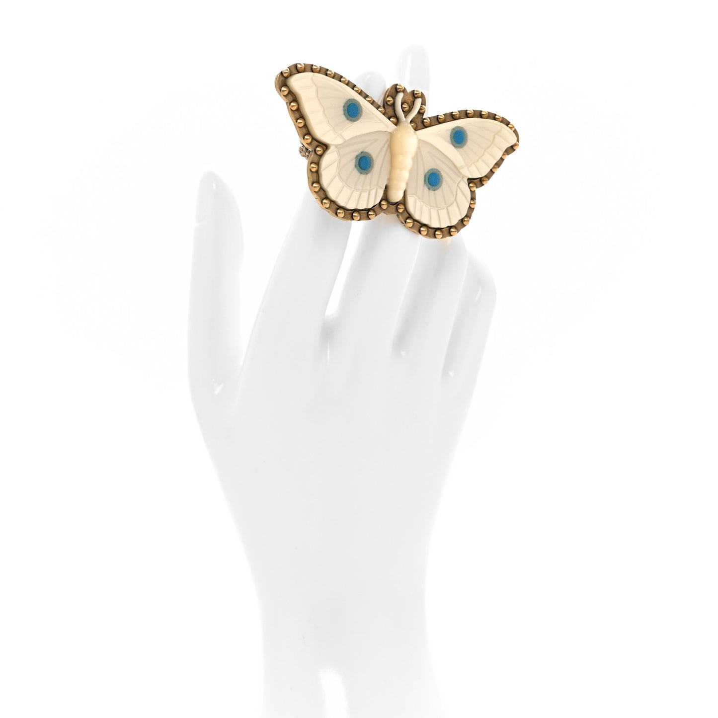 Metal Resin Moth Two Finger Ring L Multicolor