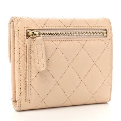 Chanel Caviar Quilted Compact Flap Wallet Beige 3 of 9